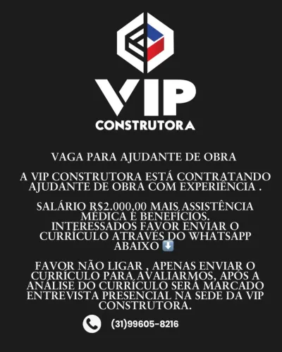 Vaga Ajudante de Obra