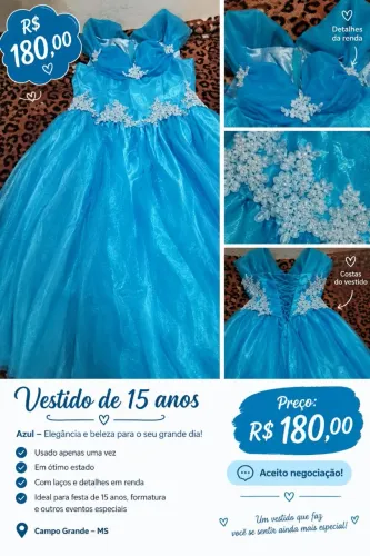 vestido de festa de 15 anos