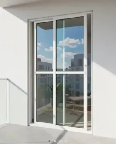 Porta Balcão de Alumínio Branco com Vidro - Semi Nova