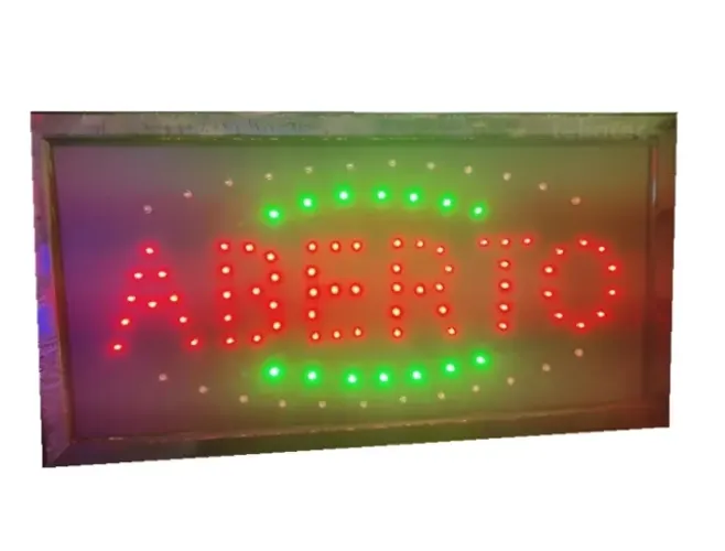 Placa Painel De Led Letreiro Luminoso Aberto