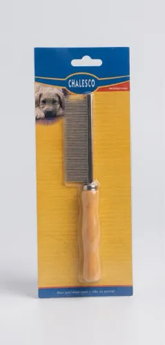 Pente Profissional Chalesco Para Cães e Gatos - Cabo de Madeira e Inox (Novo na Embalagem)