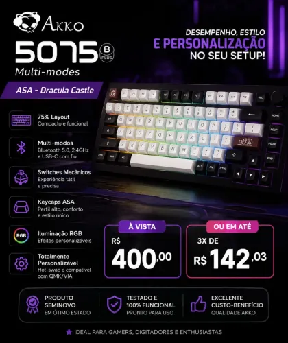 Teclado mecânico Akko 5075 Drácula Castle