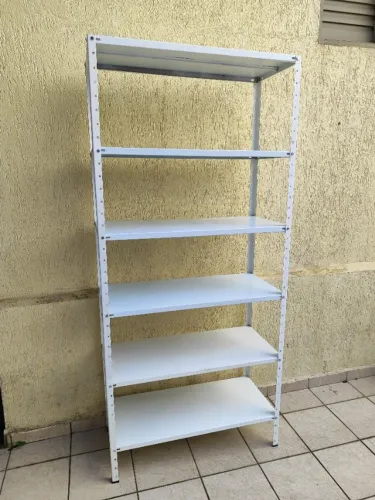 Prateleira / Estante de Aço Cinza 6 Prateleiras 40cm Profundidade - Altura 2m
