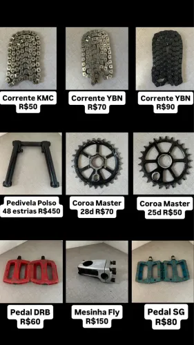 Peças BMX - Pedivela / Coroa / Corrente / Pedal / Mesa