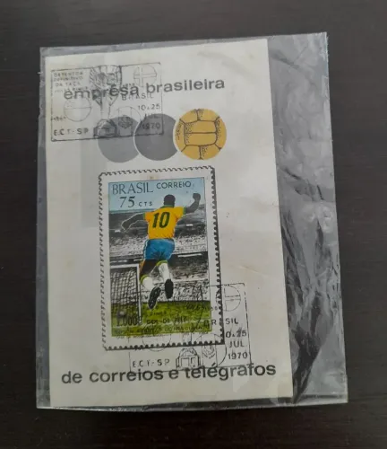 Bloco 28 selo 658 Milésimo Gol Pelé no Maracanã 1969
