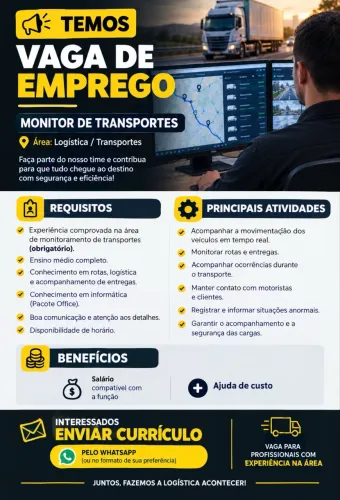 Vaga monitor transportes logístico