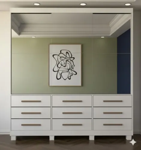 Roupeiro Sevilha Branco 3 Portas de Correr - Pintura UV e Espelho