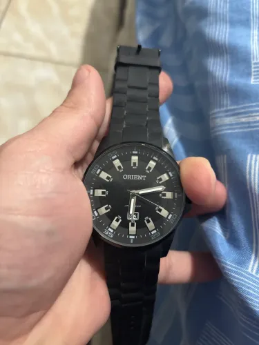 Relógio analógico orient preto original com pulseira em silicone