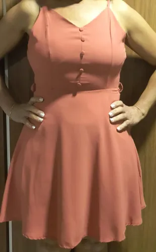 Vestido Salmão Acinturado
