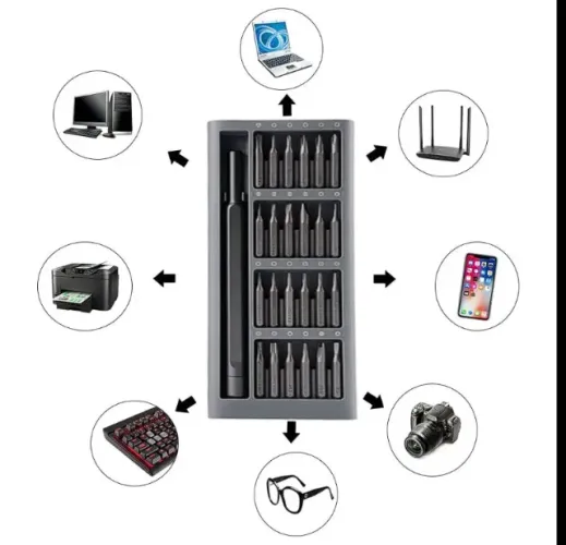Conjunto Chave de Fenda Magnética 24 em 1 para Eletrônicos e Celulares