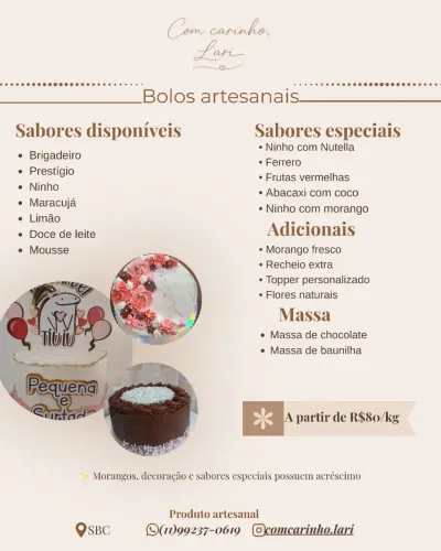 Confeitaria Artesanal: Bolos, Doces e Encomendas - Larissa