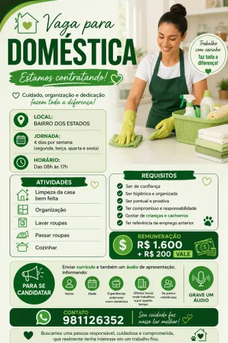 Vaga para doméstica