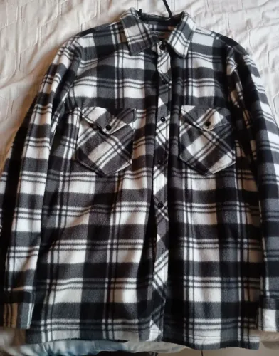 Camisa  Flanela Xadrez  Cinza Preta Branca G manga longa 