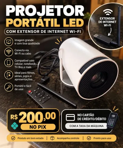 PROJETOR PORTÁTIL LED + EXTENSOR WI-FI