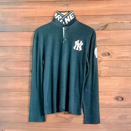 Polo Manga Longa New York Yankees Baseball | Gola Jacquard | Tam. G