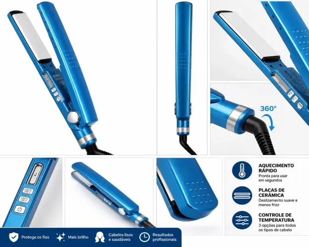 Chapinha Profissional Alisadora de Cabelo - Prancha de Cerâmica 