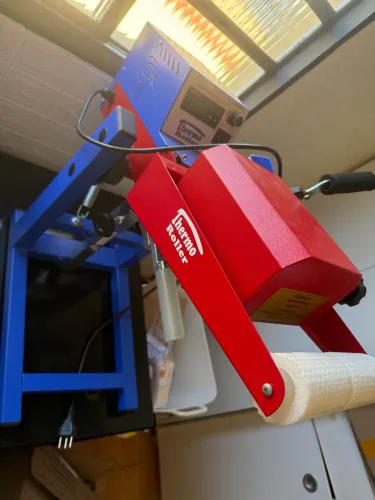 Prensa transfer metal printer Nasus Ink GIRO thermo roller professional azul e vermelha