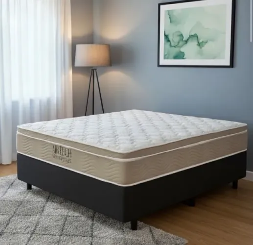 Cama Box Casal Confort Prime D26 Molas Ensacadas com Base Branca