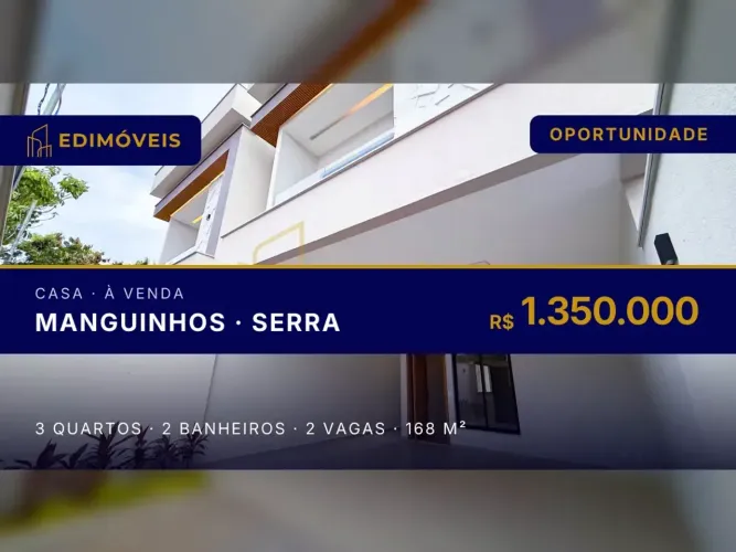 Manguinhos: Casa com 3 Quartos, Suíte Master e Vagas Cobertas
