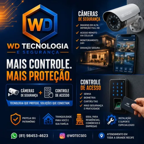 Câmeras, alarmes , cerca elétrica, controle de acesso