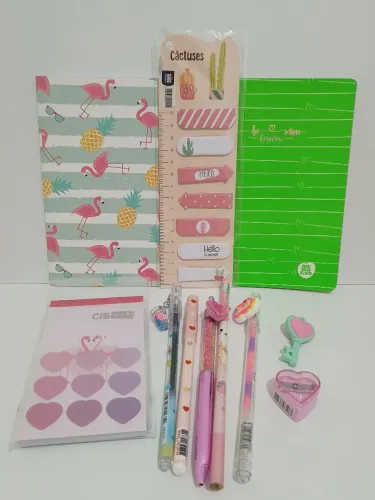 Kit Papelaria Flamingo 