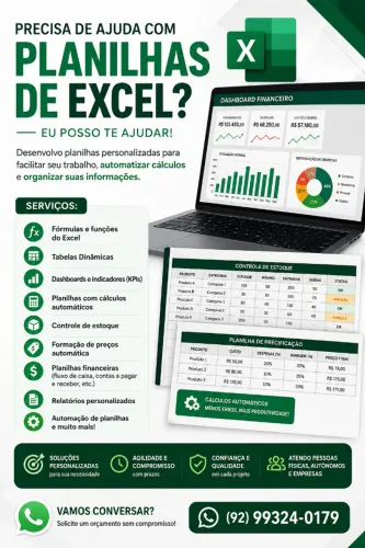 Planilhas de Excel Personalizadas para Empresas e Autônomos