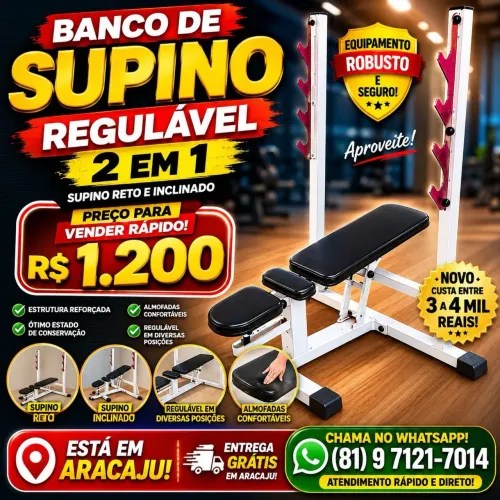 VENDO BANCO DE SUPINO REGULÁVEL 2 EM 1