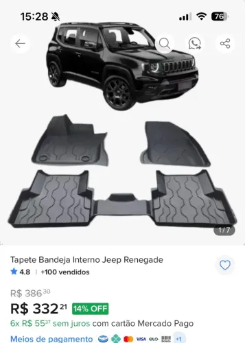 Tapete com borda elevada para renegade