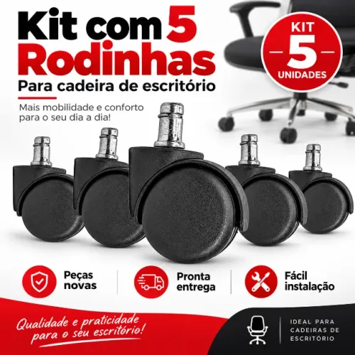 KIT com 5 rodinhas rodízios para cadeira de escritório, em Goiânia