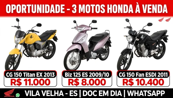 Motos Honda Titan, Fan e Biz - Leia o anúncio