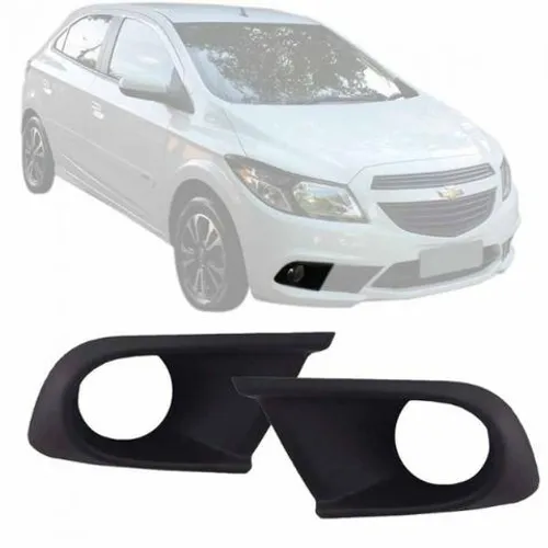 Moldura Grade do Para-choque Onix Prisma LS Joy 2012 a 2018 Com Furo para Farol de Milha
