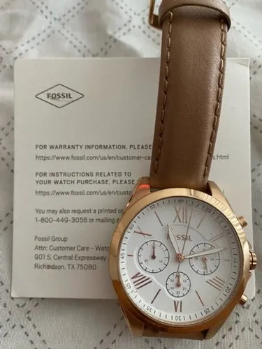 RELÓGIO FÓSSIL - Fossil Modern Courier BQ1751 Chronograph Rose Gold Tan Leather 40mm Watch