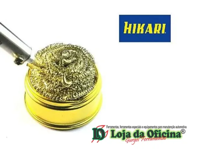 Esponja metalica com suporte limpeza bico de ferro de solda - Hikari