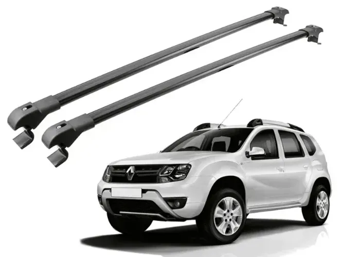 Rack Travessa de Teto Renault Duster 2016 à 2022 - Slim Prata / Preto - Projecar