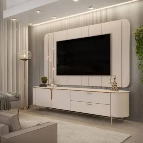 Rack Com Painel Moderno Novo Off white
