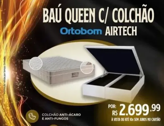 Cama box baú Ortobom airtech spring pocket  Queen size 