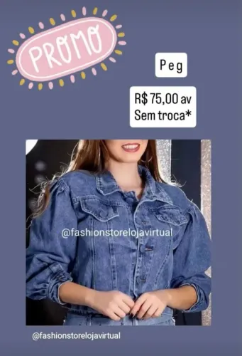 Jaqueta jeans modelo cropped manga longa princesa p e g. Promoção