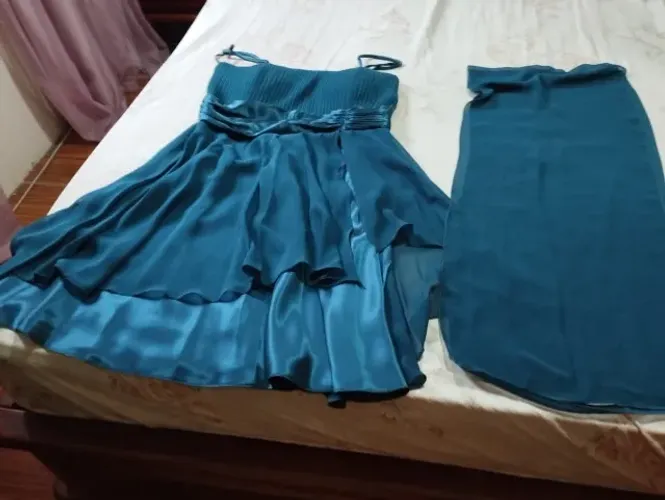 Desapego Vestido de Festa Azul Turquesa