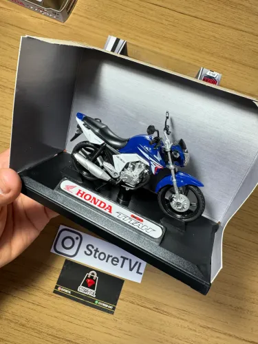 Miniatura Moto Honda Titan 150 Azul CG 1/18 Coleção