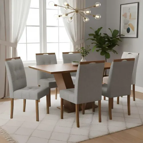 MESA DE JANTAR ALTAMENTE ELEGANTE COM QUATRO CADEIRAS EM MADEIRA MACIÇA!! UWYTT