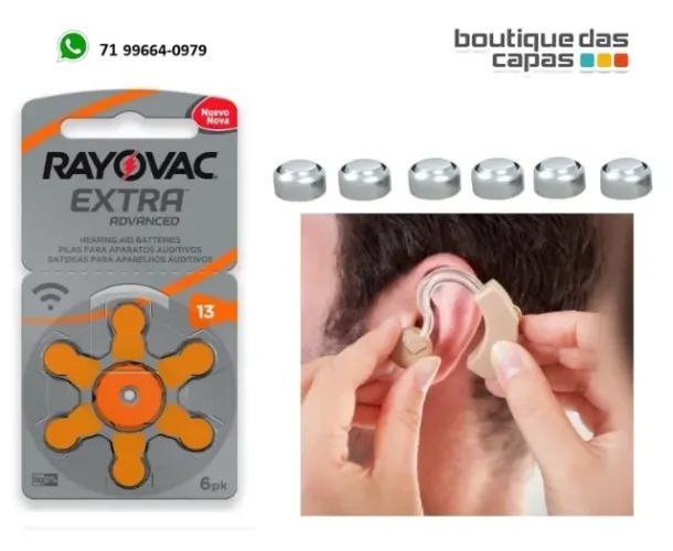 Bateria Pilha Auditiva ouvido Rayovac Tamanho 13 Com 6 Unidades