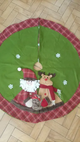 Saia para árvore de Natal Rena e papai noel