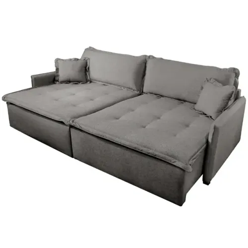 Sofá Cama Linho Cinza 4 Lugares