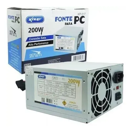 Fonte De Alimentação Para Pc Knup Kp-517 200w Prata
