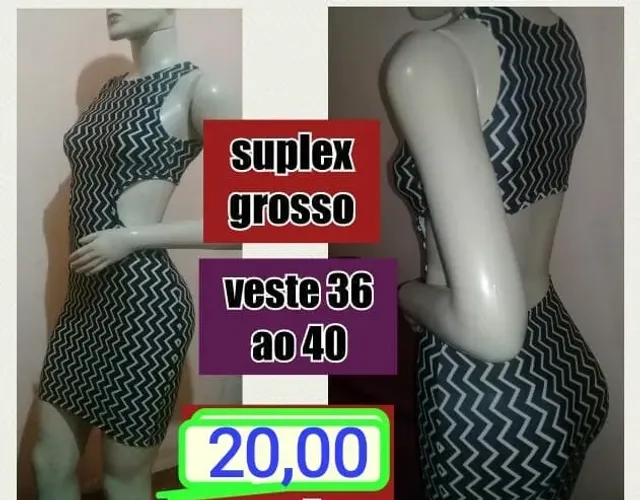 Vestido suplex grosso, curto,novo