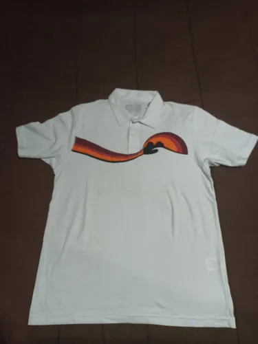 Camisa Polo Branca com Detalhe Colorido da Hang Loose ,P