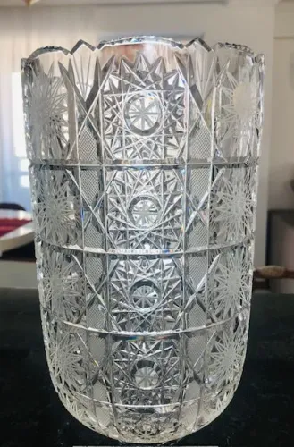 Vaso de Cristal Bohemia Tcheco lapidado
