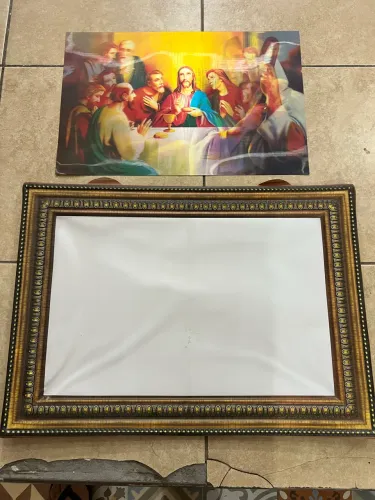 Moldura Quadro santa ceia e Jesus Cristo 3D novo sem uso 