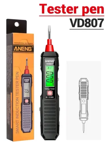 Detector de Tensão S/ Contato ANENG VD807 Display AC 12v a 300v 50/60Hz Alarme Sonoro