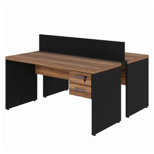 Estacao De Trabalho Dupla 2 Lugares Gavetas Tomada Nogal Escritorio Home Office 63088